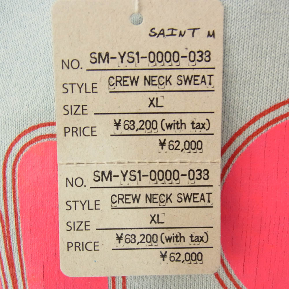 SAINT MICHAEL セントマイケル 24AW SM-YS1-0000-038 CREW SWT HARD クルーネック スウェット ブルー系 XL【極上美品】【中古】