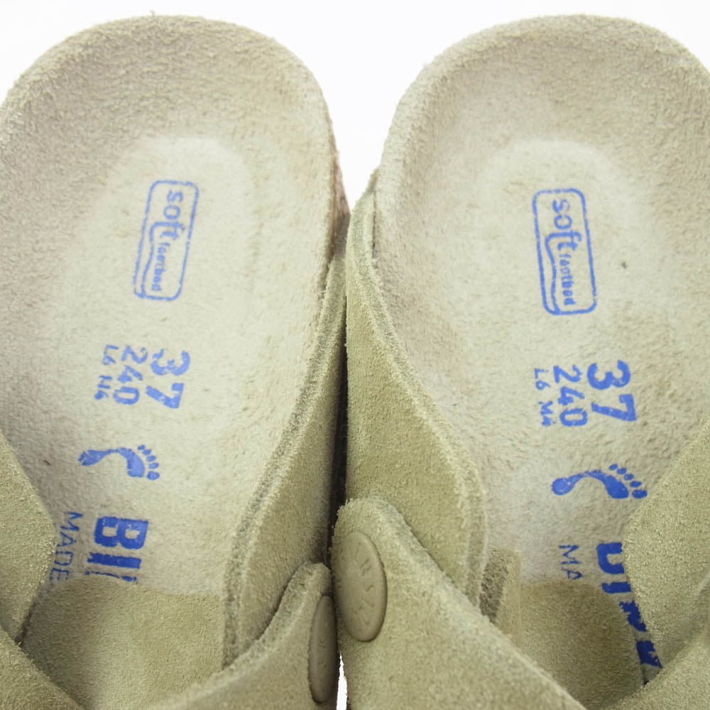 BIRKENSTOCK ビルケンシュトック BOSTON SFB Faded Khaki ボストン ソフトフットベッド スエードレザー サンダル ベージュ系 37【中古】