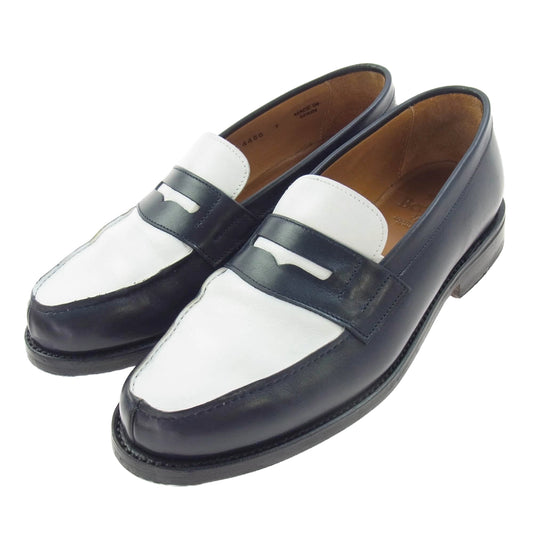 Berwick バーウィック 4456BLDINV BOX CALF コイン ローファー ネイビー系 UK7 / 26cm【中古】