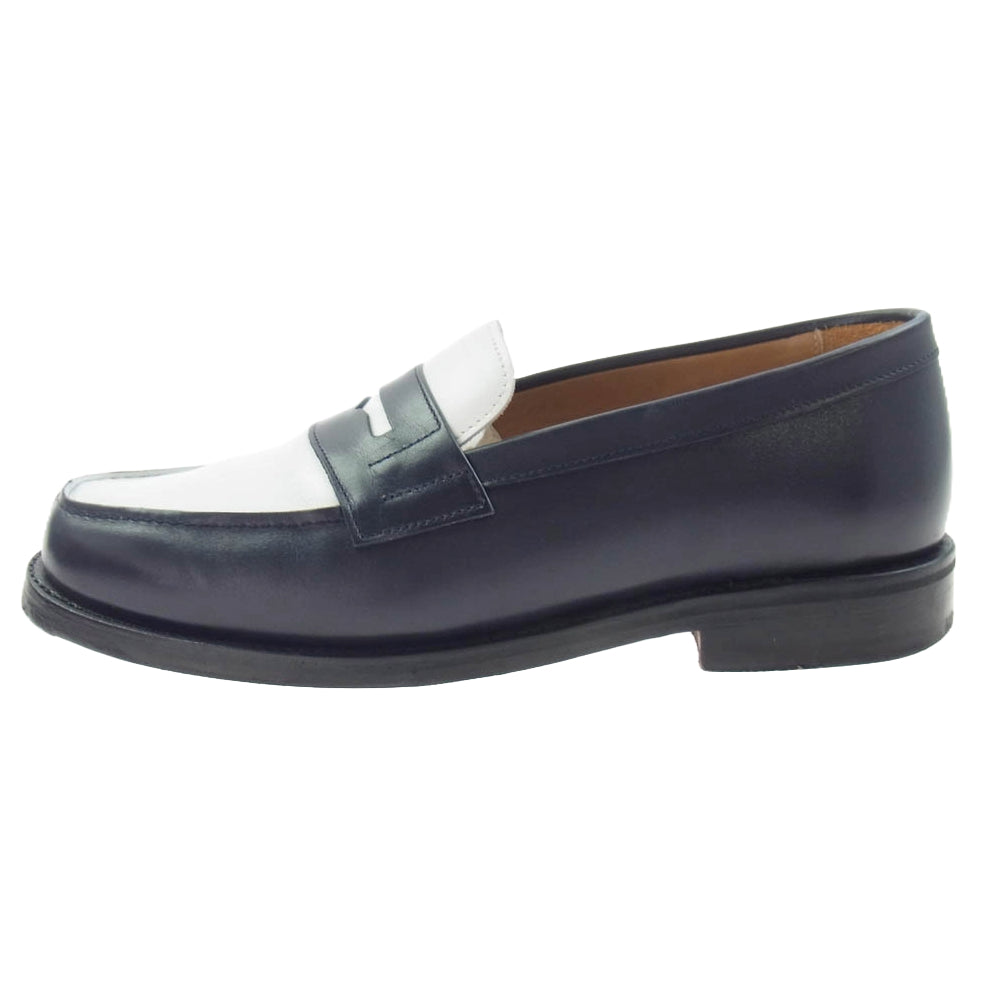 Berwick バーウィック 4456BLDINV BOX CALF コイン ローファー ネイビー系 UK7 / 26cm【中古】