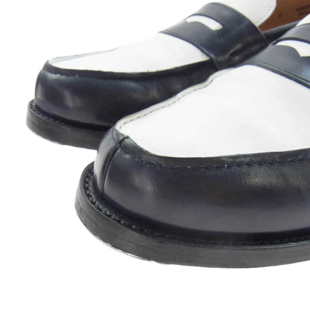 Berwick バーウィック 4456BLDINV BOX CALF コイン ローファー ネイビー系 UK7 / 26cm【中古】