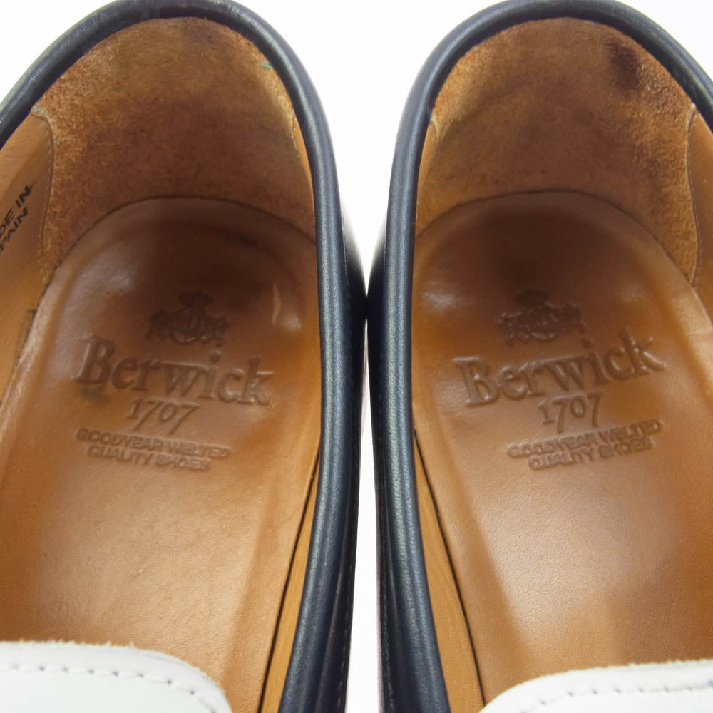 Berwick バーウィック 4456BLDINV BOX CALF コイン ローファー ネイビー系 UK7 / 26cm【中古】