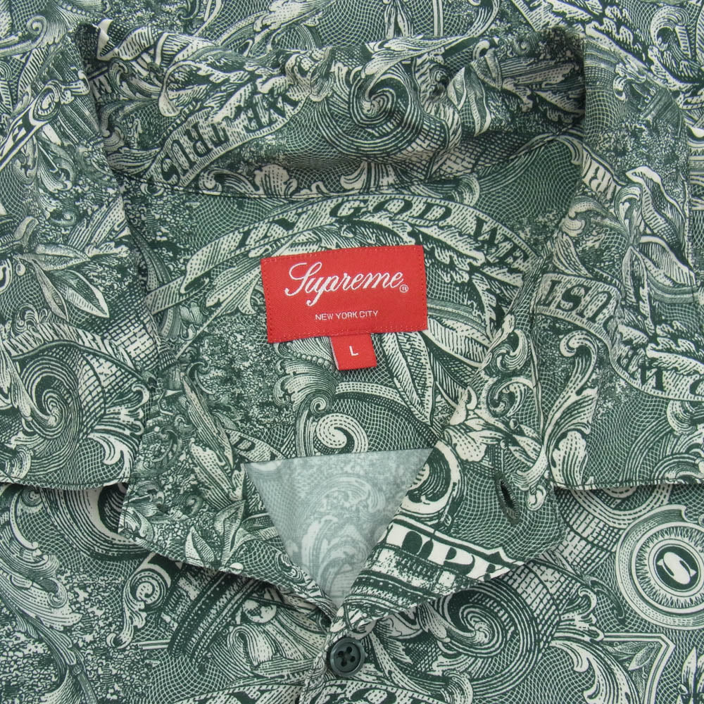 Supreme シュプリーム 23SS Dollar S/S Shirt ドル柄 半袖 シャツ グリーン系 L【中古】