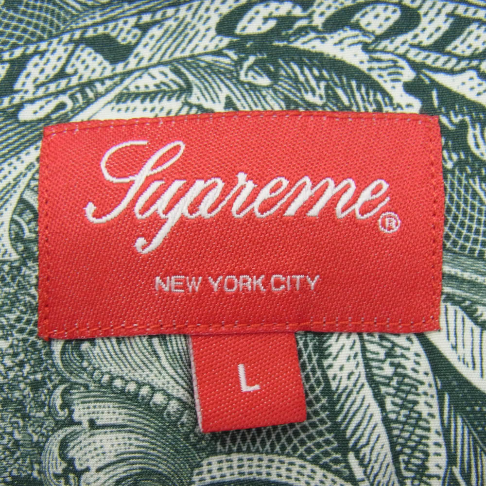 Supreme シュプリーム 23SS Dollar S/S Shirt ドル柄 半袖 シャツ グリーン系 L【中古】