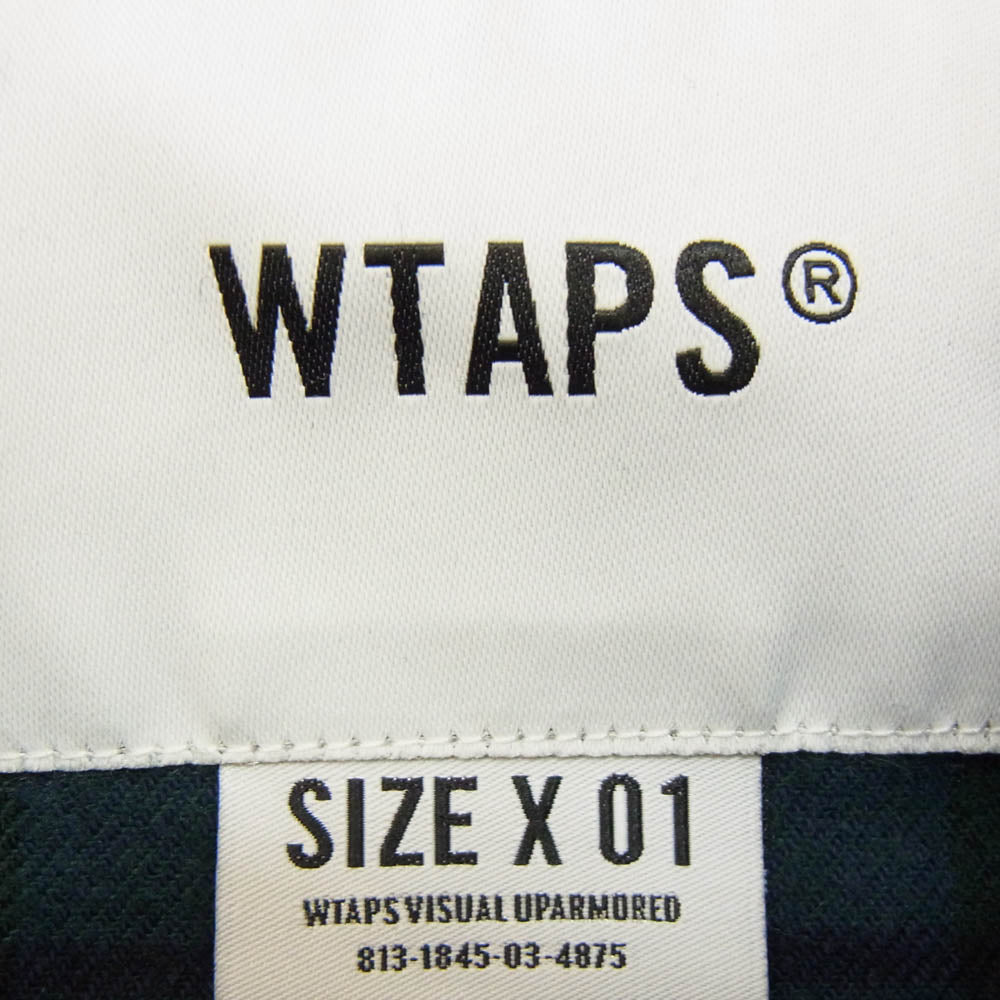 WTAPS ダブルタップス 22SS 221TQDT-SHM03 BD 02 / LS / COTTON. FLANNEL. TEXTILE コットン フランネル テキスタイル チェック ボタンダウン 長袖 シャツ ネイビー系 X01【中古】