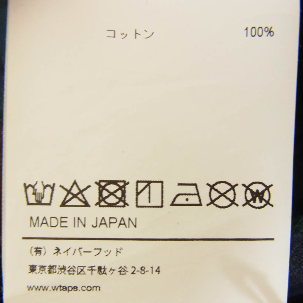 WTAPS ダブルタップス 22SS 221TQDT-SHM03 BD 02 / LS / COTTON. FLANNEL. TEXTILE コットン フランネル テキスタイル チェック ボタンダウン 長袖 シャツ ネイビー系 X01【中古】