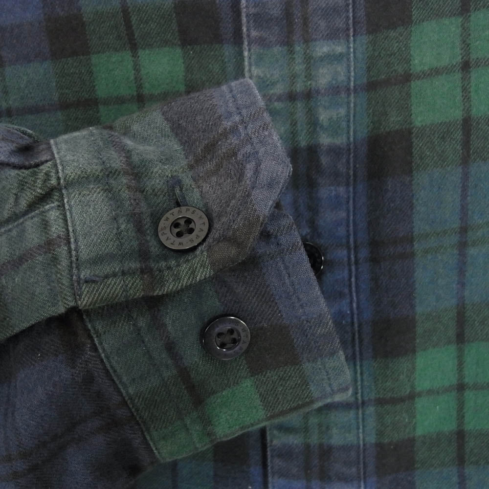 WTAPS ダブルタップス 22SS 221TQDT-SHM03 BD 02 / LS / COTTON. FLANNEL. TEXTILE コットン フランネル テキスタイル チェック ボタンダウン 長袖 シャツ ネイビー系 X01【中古】