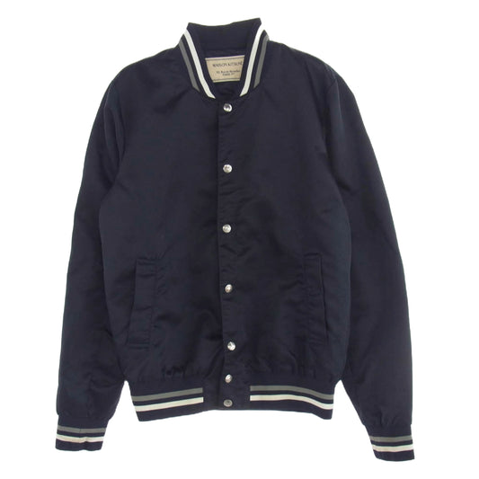 MAISON KITSUNE メゾンキツネ KML-4800-A ロゴ  サテン テディ ブルゾン ダークネイビー系 XS【中古】