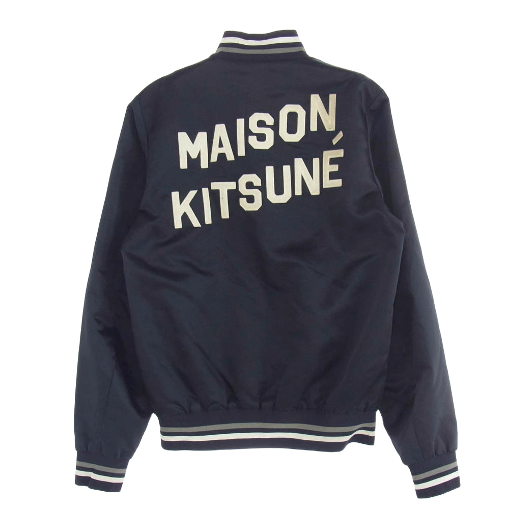 MAISON KITSUNE メゾンキツネ KML-4800-A ロゴ  サテン テディ ブルゾン ダークネイビー系 XS【中古】
