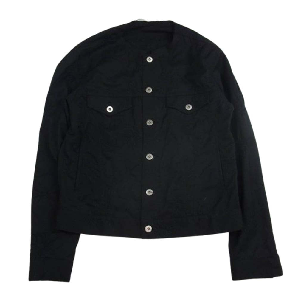 BLACK COMME des GARCONS ブラックコムデギャルソン AD2023 1M-J027 ノーカラー 刺繍 ショート ジャケット ブラック系 S【中古】