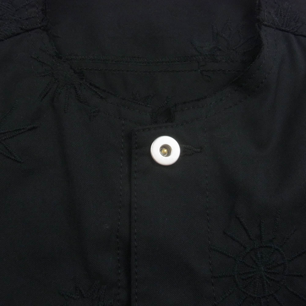 BLACK COMME des GARCONS ブラックコムデギャルソン AD2023 1M-J027 ノーカラー 刺繍 ショート ジャケット ブラック系 S【中古】