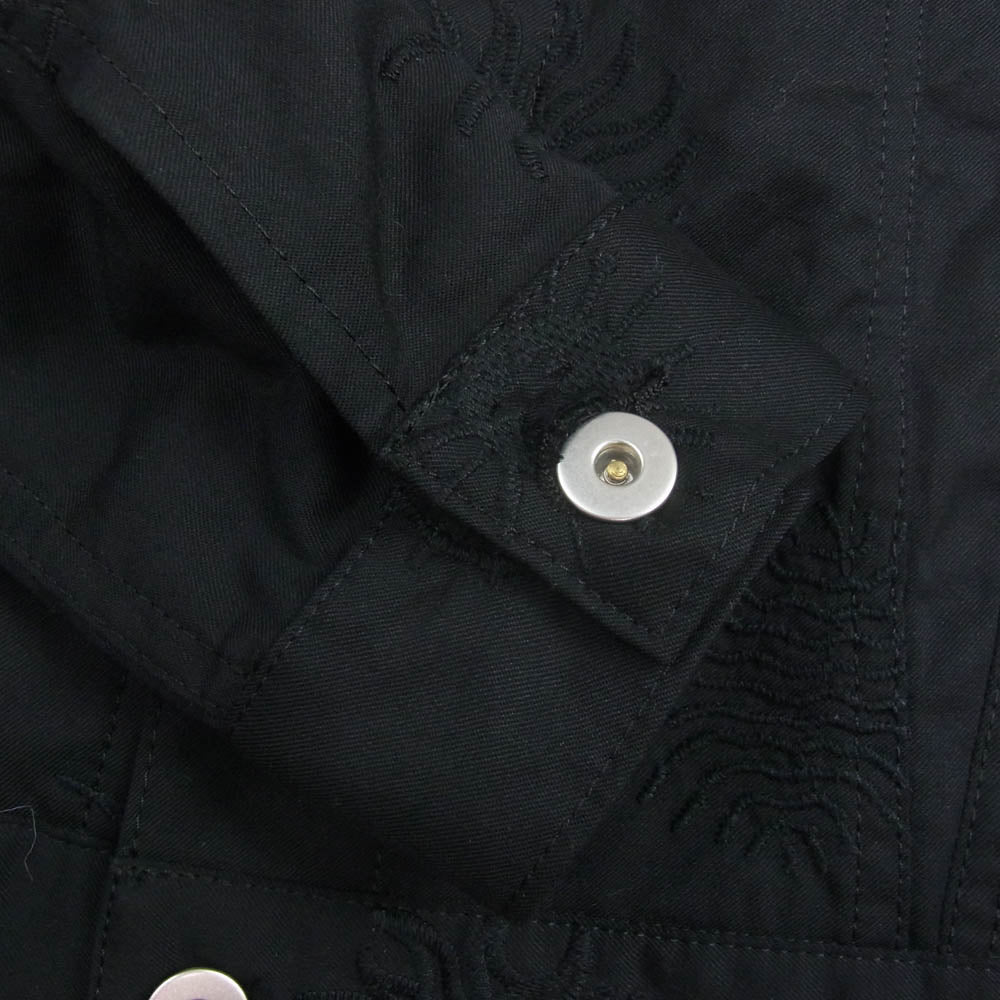 BLACK COMME des GARCONS ブラックコムデギャルソン AD2023 1M-J027 ノーカラー 刺繍 ショート ジャケット ブラック系 S【中古】