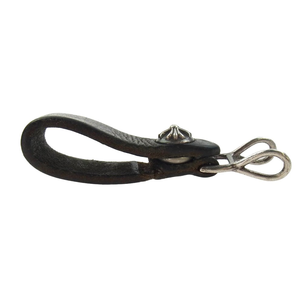 CHROME HEARTS クロムハーツ（原本無） BELT LOOP クロスボール ボタン レザー ベルト ループ ブラック系【中古】