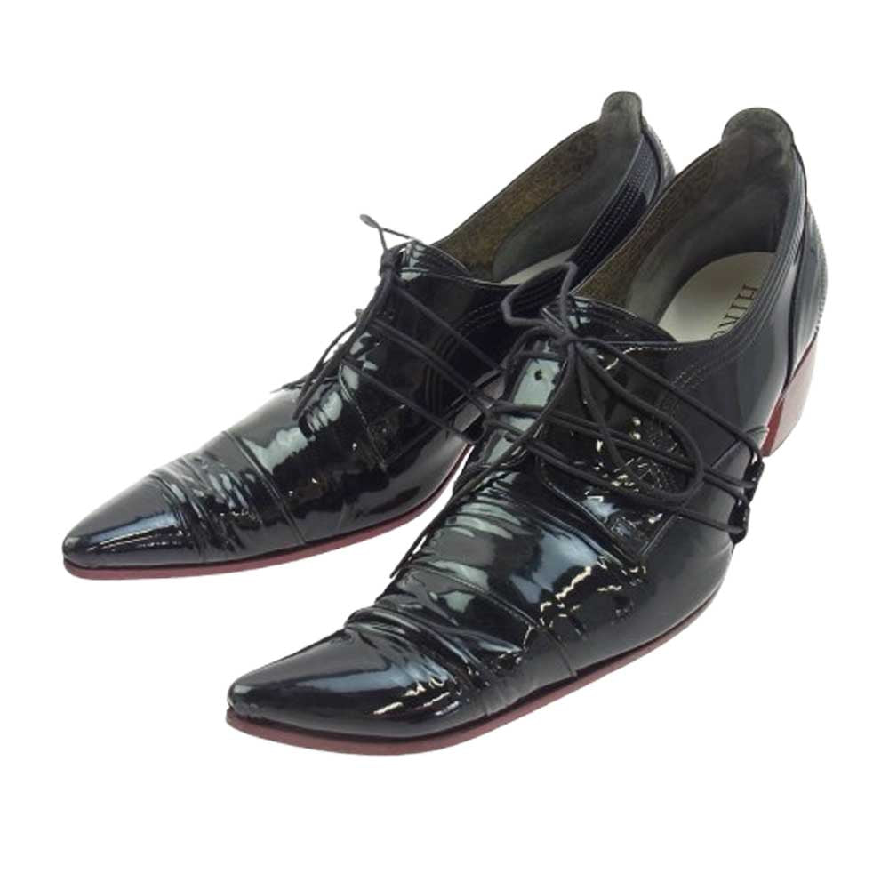 ヒロムタカハラ 97110103 BUTTERKNIFE SHOES パテントレザー  バターナイフ ヒール シューズ ブラック系 ワインレッド系 41.5【中古】