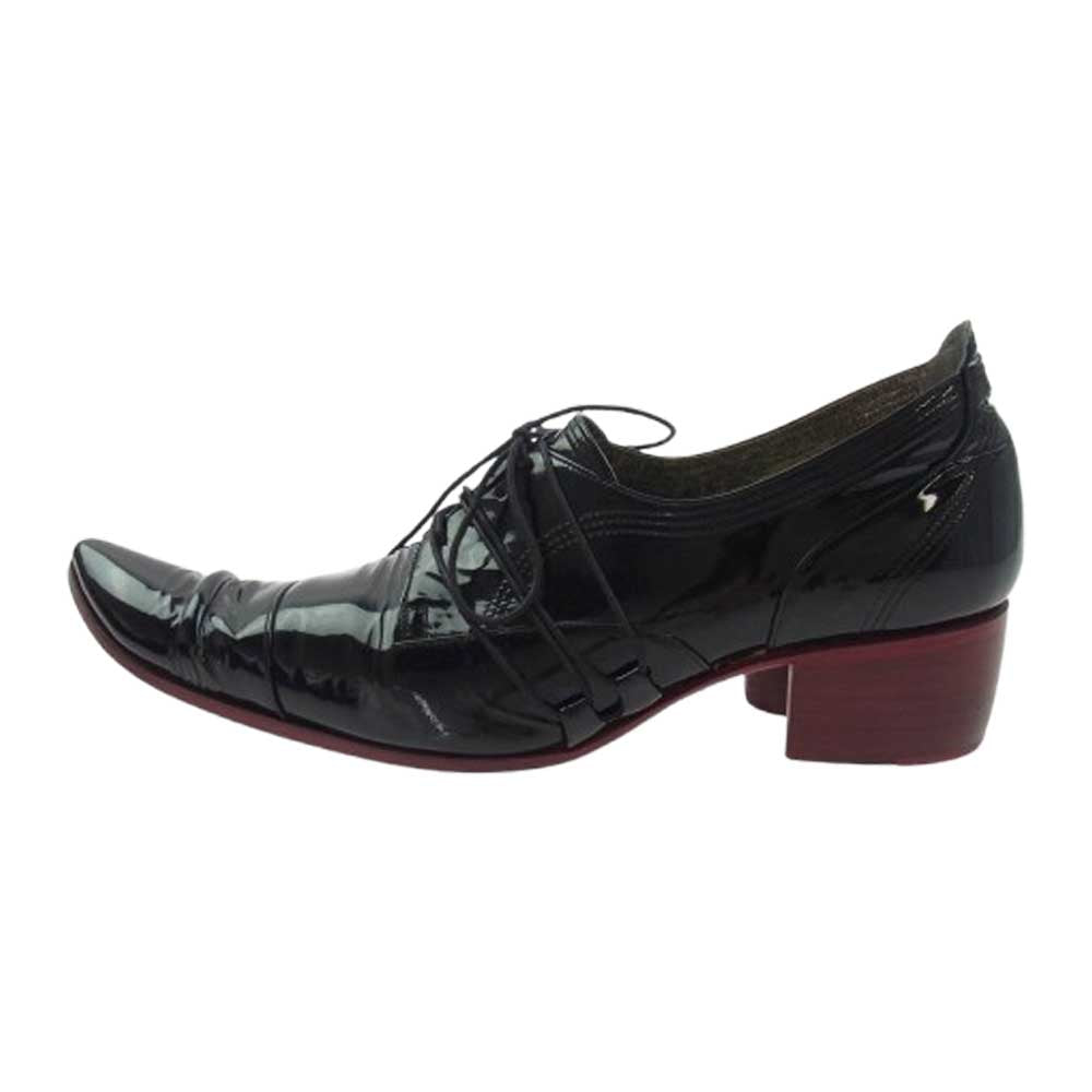 ヒロムタカハラ 97110103 BUTTERKNIFE SHOES パテントレザー  バターナイフ ヒール シューズ ブラック系 ワインレッド系 41.5【中古】