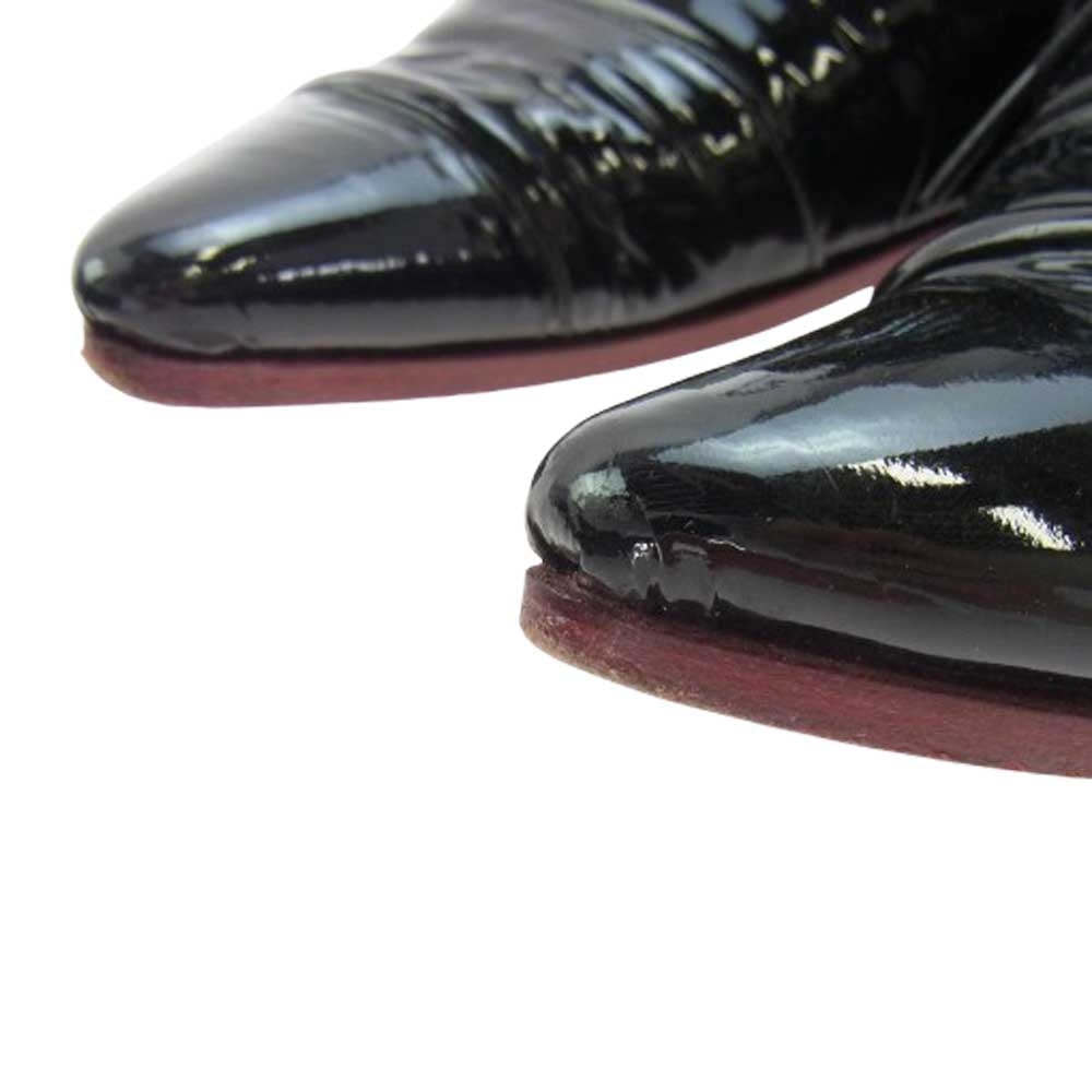 ヒロムタカハラ 97110103 BUTTERKNIFE SHOES パテントレザー  バターナイフ ヒール シューズ ブラック系 ワインレッド系 41.5【中古】