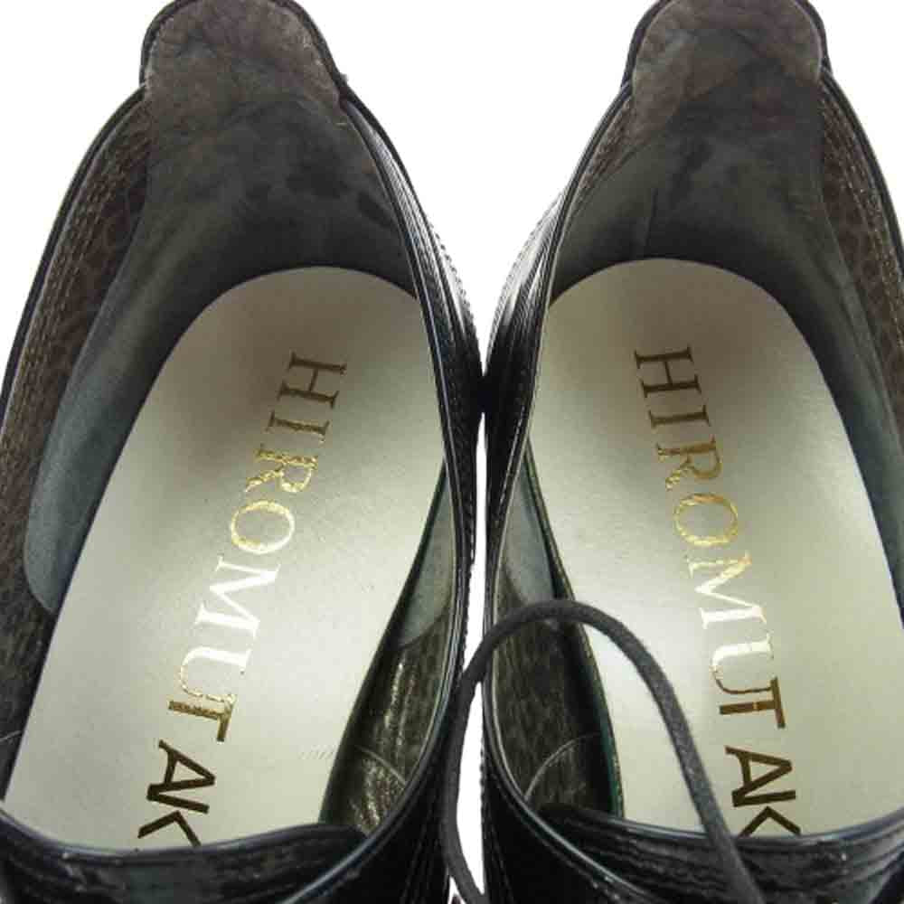 ヒロムタカハラ 97110103 BUTTERKNIFE SHOES パテントレザー  バターナイフ ヒール シューズ ブラック系 ワインレッド系 41.5【中古】