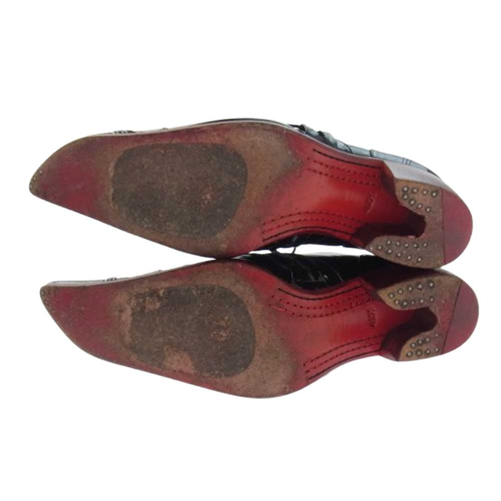 ヒロムタカハラ 97110103 BUTTERKNIFE SHOES パテントレザー  バターナイフ ヒール シューズ ブラック系 ワインレッド系 41.5【中古】