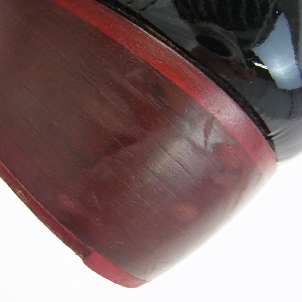 ヒロムタカハラ 97110103 BUTTERKNIFE SHOES パテントレザー  バターナイフ ヒール シューズ ブラック系 ワインレッド系 41.5【中古】