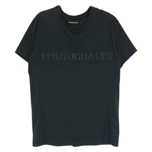 1piu1uguale3 ウノピュウノウグァーレトレ CT016 MV01 ロゴプリント 半袖 ジャージー ストレッチ Tシャツ カットソー ブラック系 4【中古】