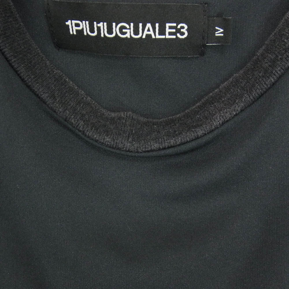 1piu1uguale3 ウノピュウノウグァーレトレ CT016 MV01 ロゴプリント 半袖 ジャージー ストレッチ Tシャツ カットソー ブラック系 4【中古】