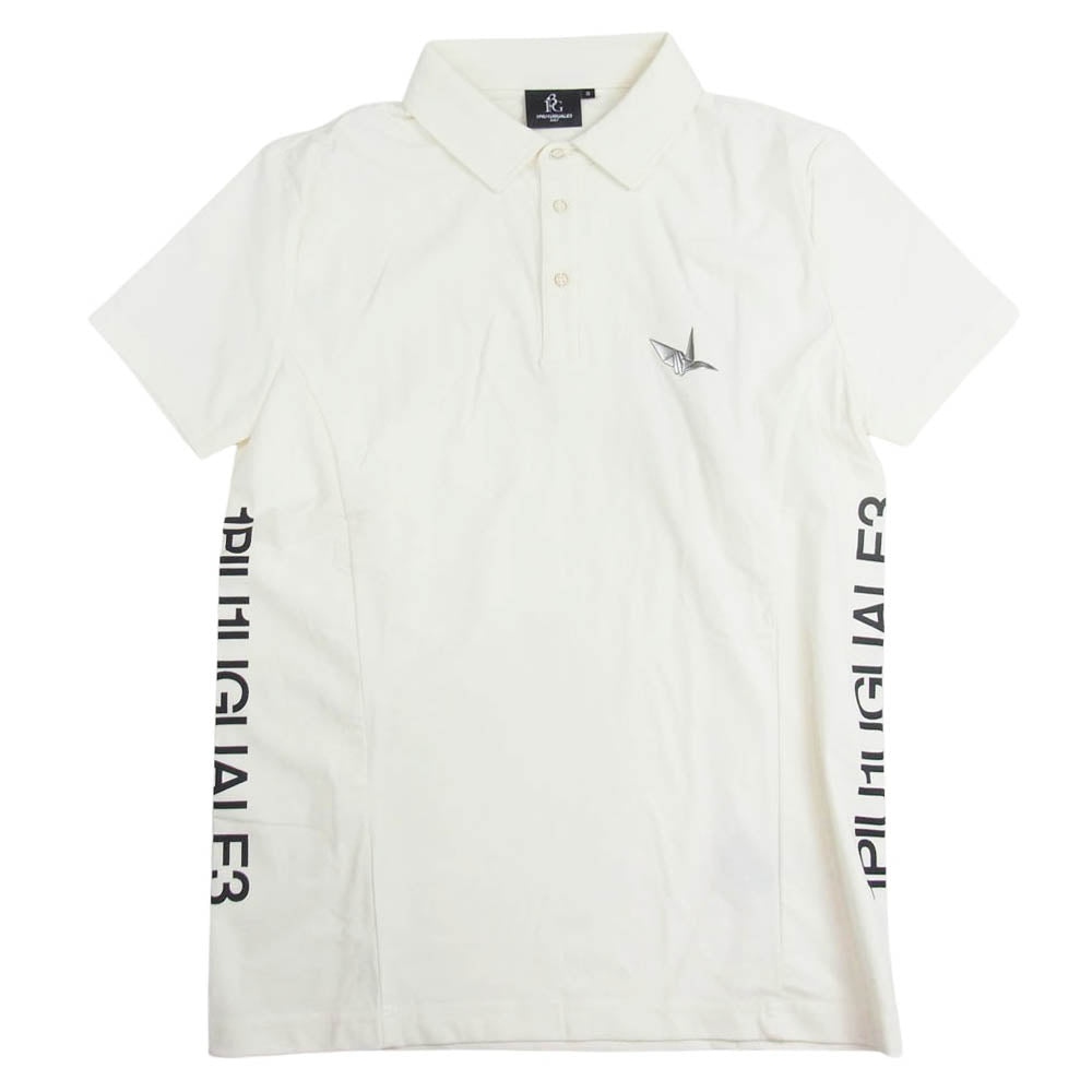 1piu1uguale3 ウノピュウノウグァーレトレ GRT132 NYU061 GORF ゴルフ S/S POLO 折り鶴ロゴ 半袖 ポロシャツ ホワイト系 3【中古】