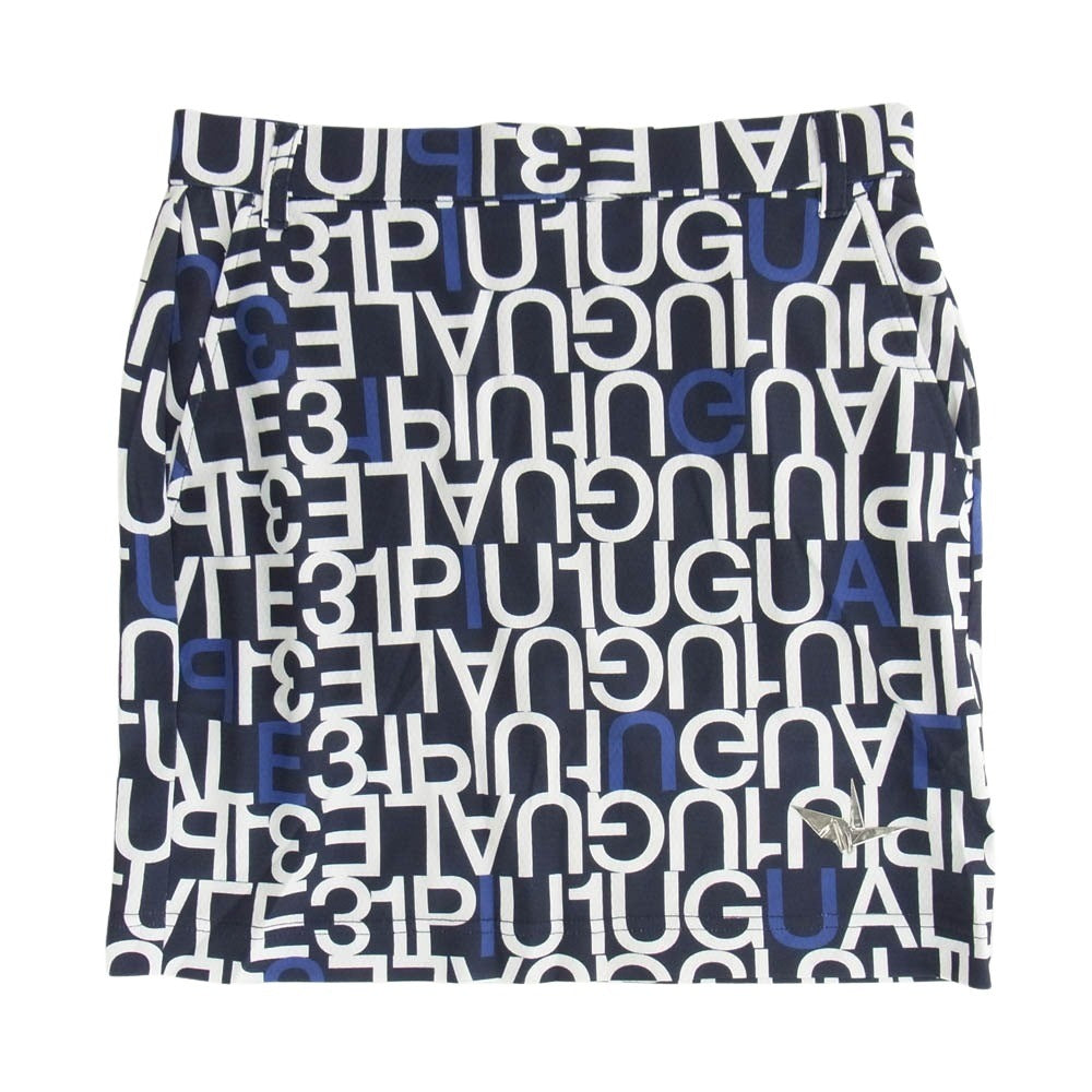 1piu1uguale3 ウノピュウノウグァーレトレ GSP047 POE398 GOLF ゴルフ TIGHT SKIRT FULL MIX LOGO フル ミックスロゴ タイトスカート ネイビー ネイビー系【美品】【中古】