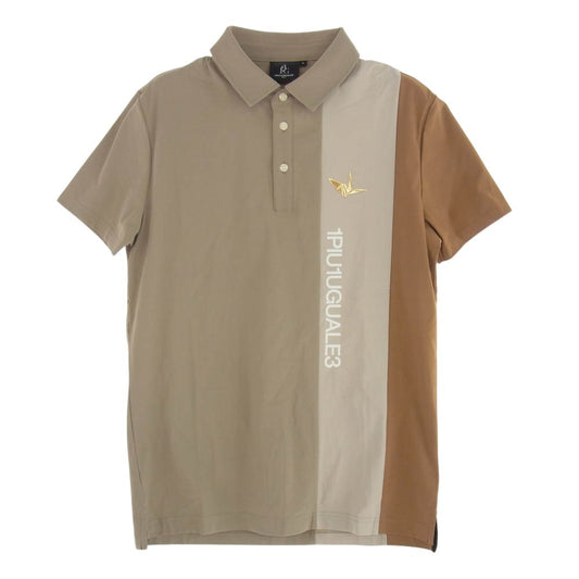 1piu1uguale3 ウノピュウノウグァーレトレ GRT129 NYU061 GORF ゴルフ S/S POLO STRIPE SWITCH ストライプ 半袖 ポロシャツ ベージュ系 3【中古】