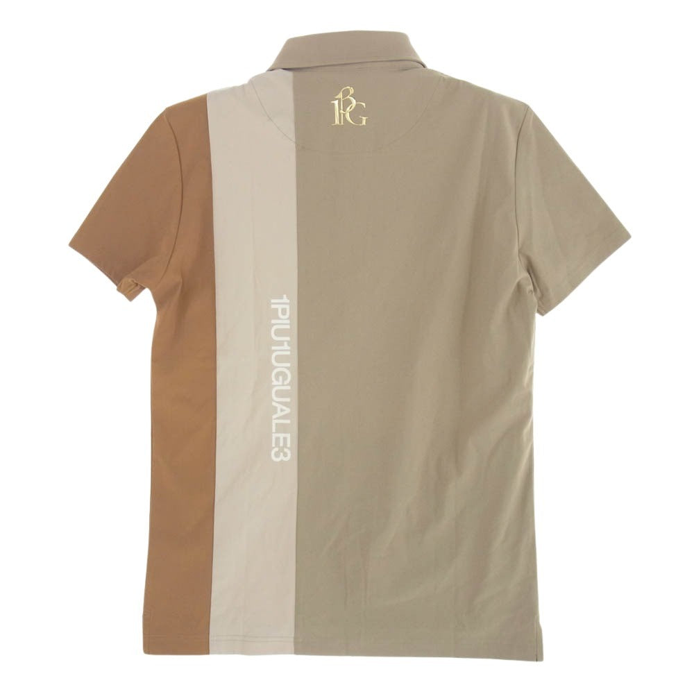 1piu1uguale3 ウノピュウノウグァーレトレ GRT129 NYU061 GORF ゴルフ S/S POLO STRIPE SWITCH ストライプ 半袖 ポロシャツ ベージュ系 3【中古】