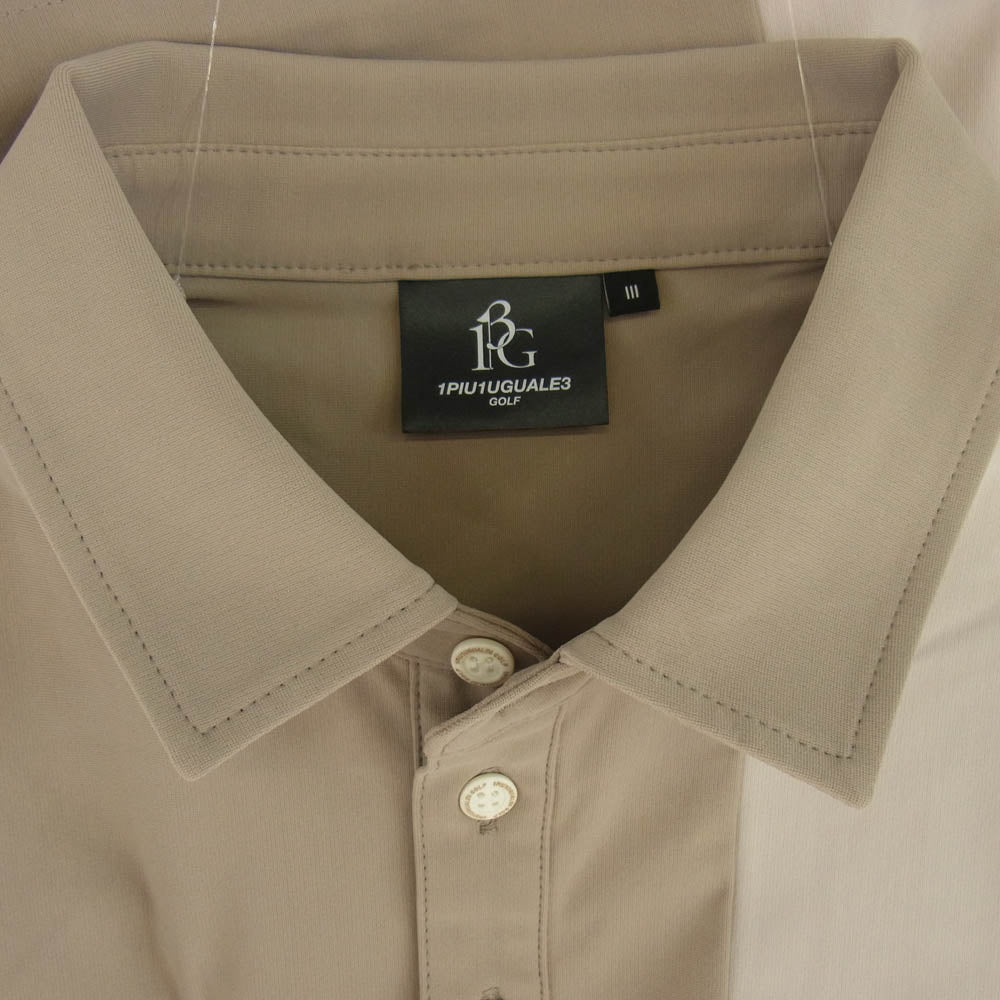 1piu1uguale3 ウノピュウノウグァーレトレ GRT129 NYU061 GORF ゴルフ S/S POLO STRIPE SWITCH ストライプ 半袖 ポロシャツ ベージュ系 3【中古】