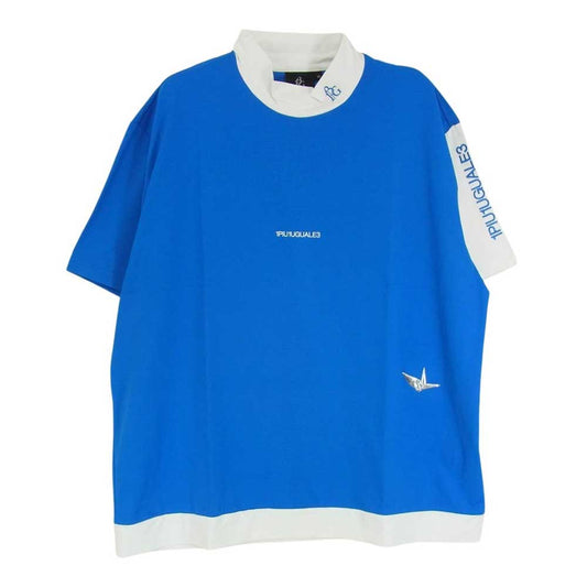 1piu1uguale3 ウノピュウノウグァーレトレ GDT011 POE417 GORF ゴルフ ADP S/S MOCK NECK モックネック スモールロゴ 半袖 Tシャツ カットソー ブルー系 VII【中古】