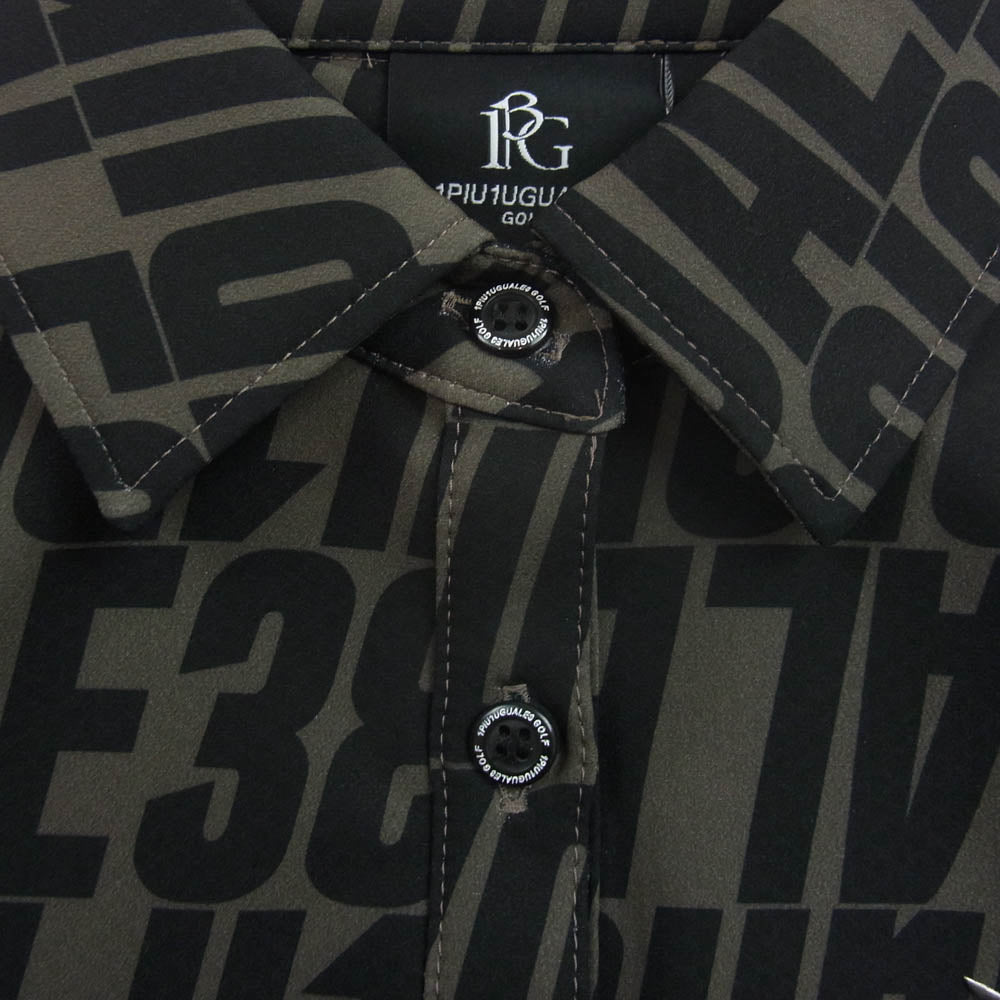 1piu1uguale3 ウノピュウノウグァーレトレ GST166 POE438 GORF ゴルフ LADIES L/S POLO DIAGONAL FULL LOGO ダイアゴナル フルロゴ 長袖 ポロシャツ ブラック系 カーキ系 1【中古】