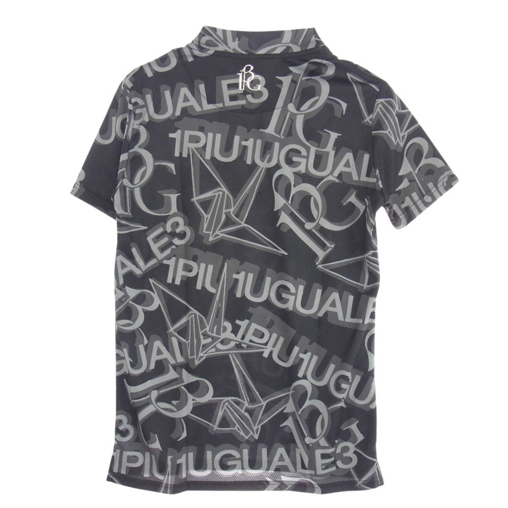 1piu1uguale3 ウノピュウノウグァーレトレ GRT173 POE398 GORF ゴルフ S/S MOCK NECK ALL LOGO MIX モックネック オールロゴ 総柄ロゴ ミックス カットソー Tシャツ ダークグレー系 3【中古】