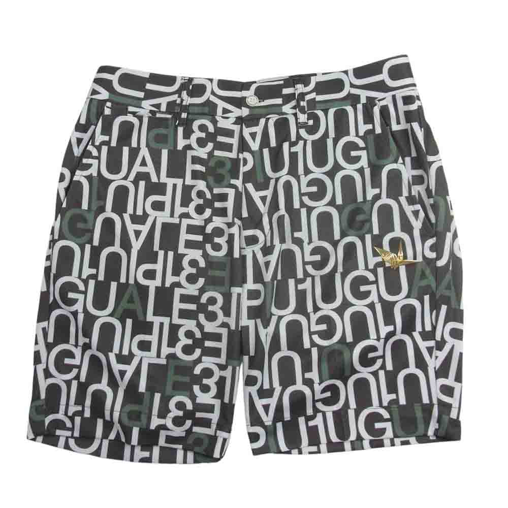 1piu1uguale3 ウノピュウノウグァーレトレ GRP104 POE398 GOLF ゴルフ SHORTS 113G FULL MIX LOGO フルミックスロゴ ショーツ ハーフパンツ カーキ系 4【美品】【中古】