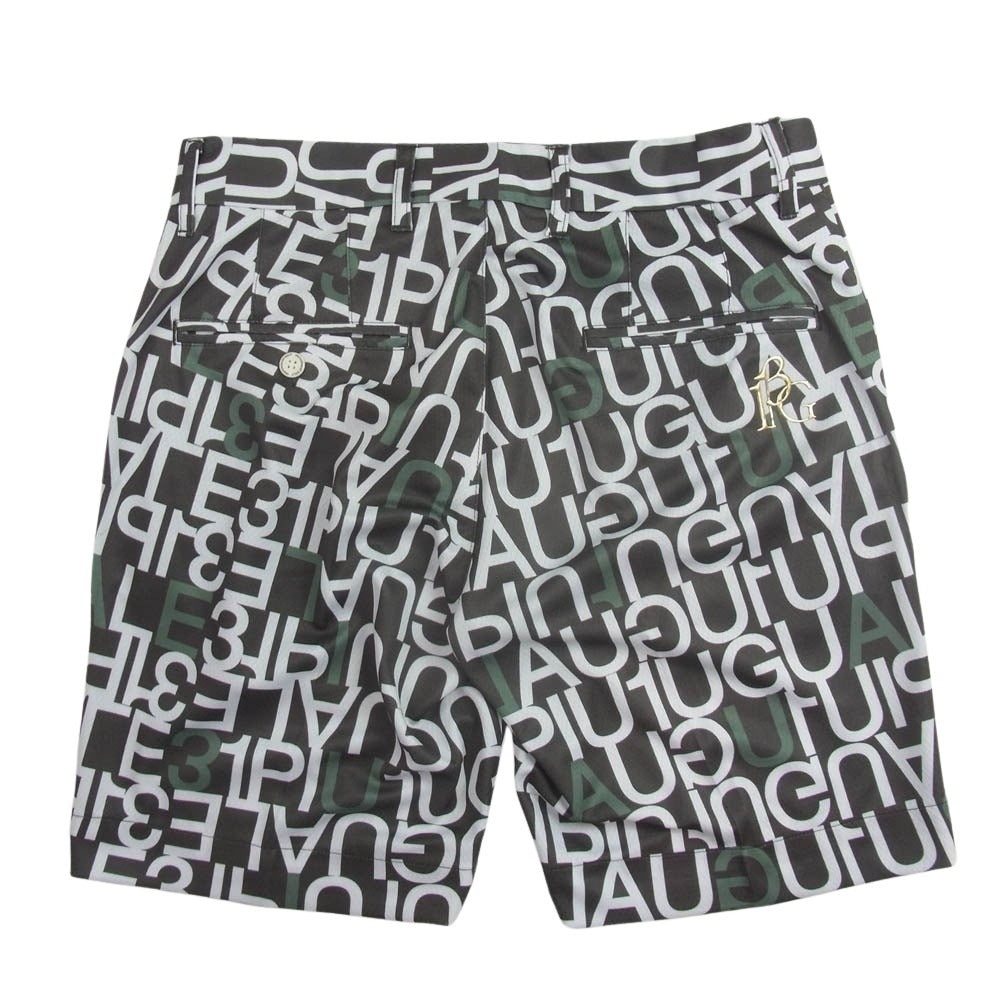 1piu1uguale3 ウノピュウノウグァーレトレ GRP104 POE398 GOLF ゴルフ SHORTS 113G FULL MIX LOGO フルミックスロゴ ショーツ ハーフパンツ カーキ系 4【美品】【中古】