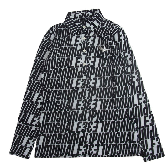 1piu1uguale3 ウノピュウノウグァーレトレ GORF ゴルフ WOMENS L/S POLO DIAGONAL FULL LOGO ダイアゴナル フルロゴ 長袖 ポロシャツ ブラック系 ホワイト系 1【中古】