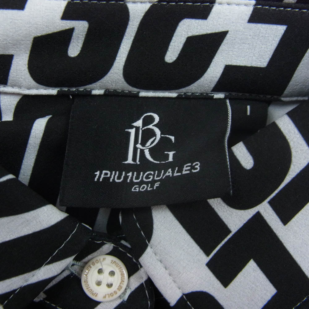 1piu1uguale3 ウノピュウノウグァーレトレ GORF ゴルフ WOMENS L/S POLO DIAGONAL FULL LOGO ダイアゴナル フルロゴ 長袖 ポロシャツ ブラック系 ホワイト系 1【中古】