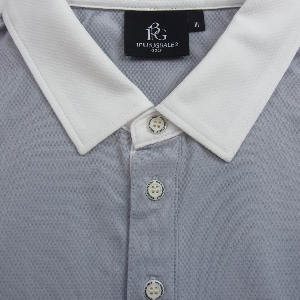 1piu1uguale3 ウノピュウノウグァーレトレ GDT009 POE415 GORF ゴルフ ADP GOLF S/S POLO SIMPLE WHITE LINE シンプル ホワイトライン 半袖 ポロシャツ グレー系 3【中古】