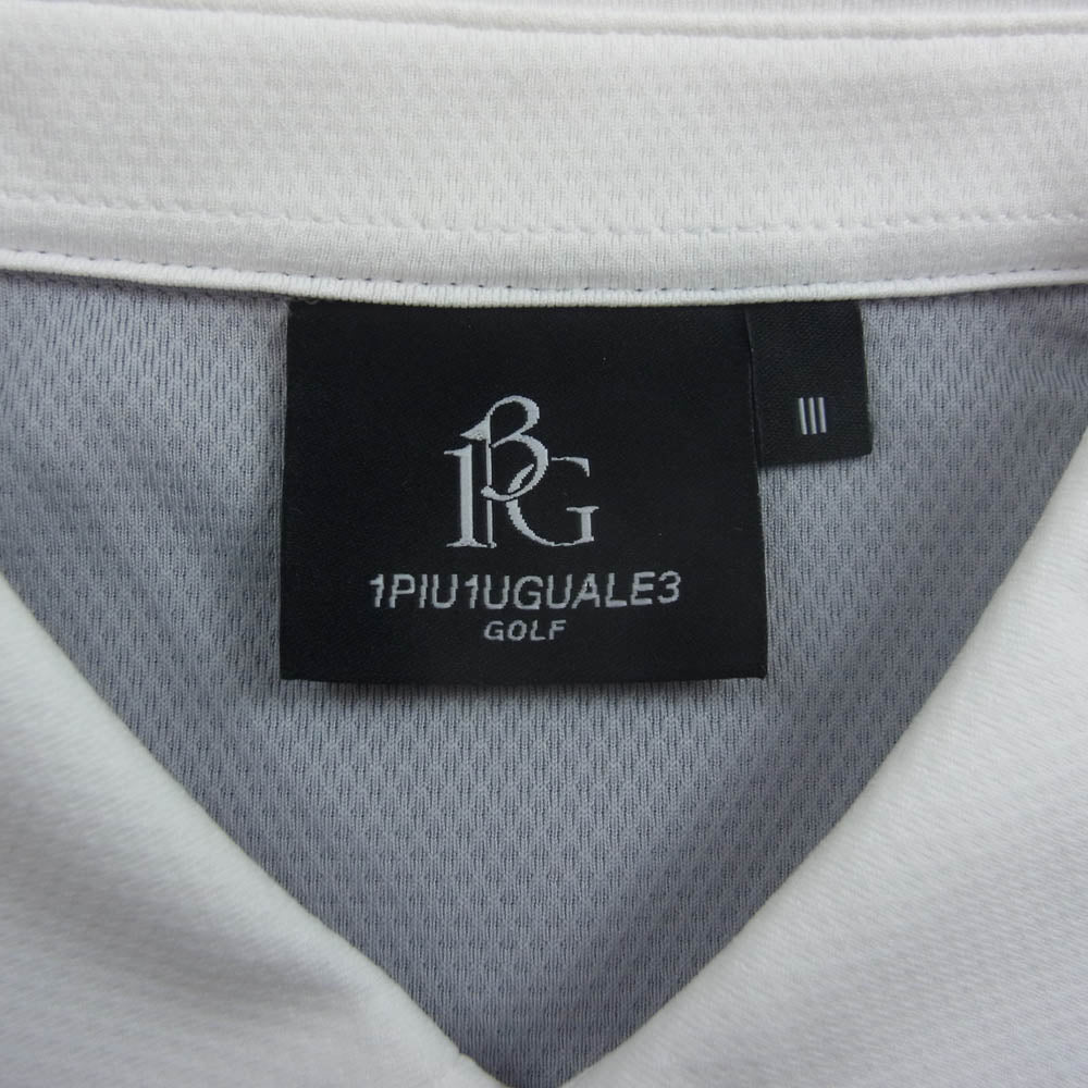 1piu1uguale3 ウノピュウノウグァーレトレ GDT009 POE415 GORF ゴルフ ADP GOLF S/S POLO SIMPLE WHITE LINE シンプル ホワイトライン 半袖 ポロシャツ グレー系 3【中古】