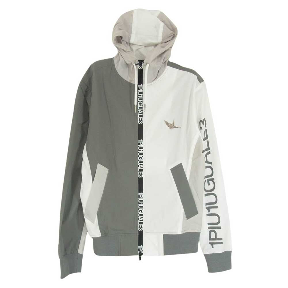 1piu1uguale3 ウノピュウノウグァーレトレ GRB077 POE395 GORF ゴルフ CRAZY WIND BREAKER HOODIE 折り鶴ロゴワッペン クレイジーパターン ウィンドブレーカー フーディ パーカー グレー系 3【中古】