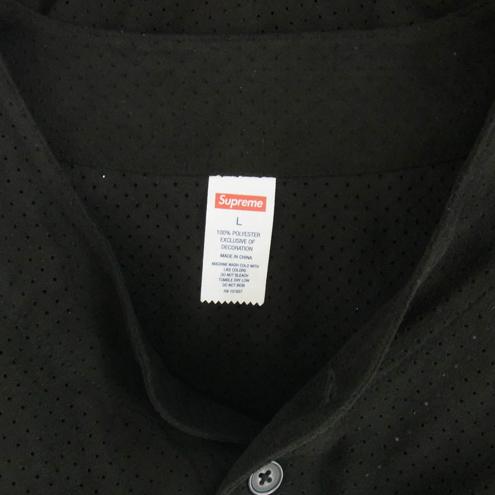 Supreme シュプリーム Ultrasuede Mesh Baseball Jersey ウルトラスウェード ベースボール 半袖 シャツ ブラック系 L【中古】