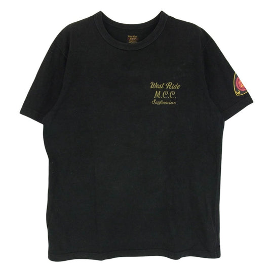 WESTRIDE ウエストライド ロゴ 半袖 ショートスリーブ 丸首 クルーネック Tシャツ ブラック系 38【中古】
