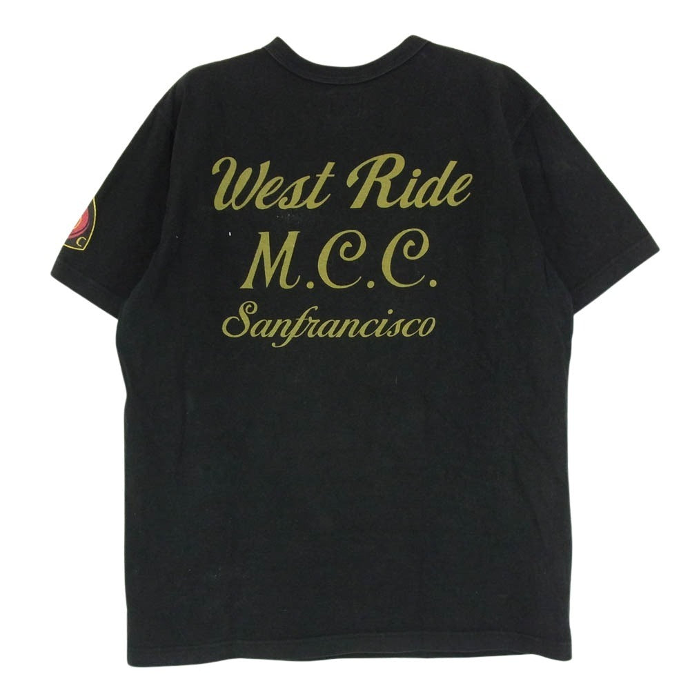 WESTRIDE ウエストライド ロゴ 半袖 ショートスリーブ 丸首 クルーネック Tシャツ ブラック系 38【中古】