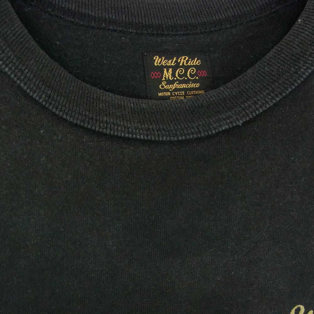 WESTRIDE ウエストライド ロゴ 半袖 ショートスリーブ 丸首 クルーネック Tシャツ ブラック系 38【中古】