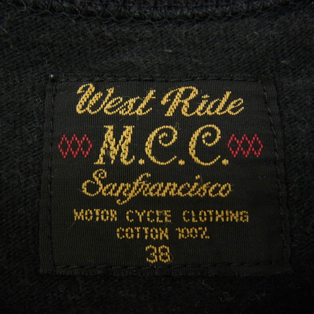 WESTRIDE ウエストライド ロゴ 半袖 ショートスリーブ 丸首 クルーネック Tシャツ ブラック系 38【中古】