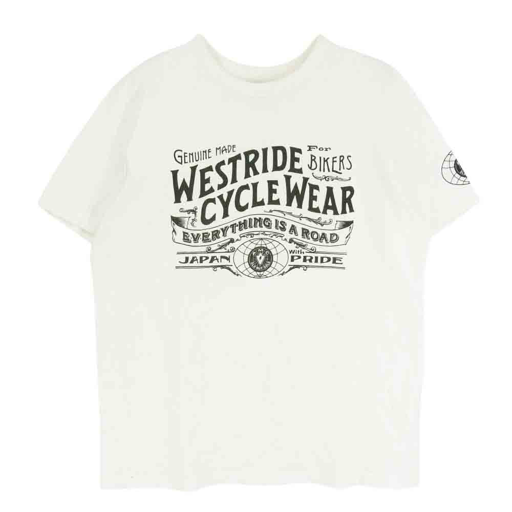 WESTRIDE ウエストライド PT.TEE.22-02 ロゴ 半袖 ショートスリーブ 丸首 クルーネック Tシャツ ホワイト系 38【中古】