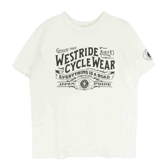 WESTRIDE ウエストライド PT.TEE.22-02 ロゴ 半袖 ショートスリーブ 丸首 クルーネック Tシャツ ホワイト系 38【中古】