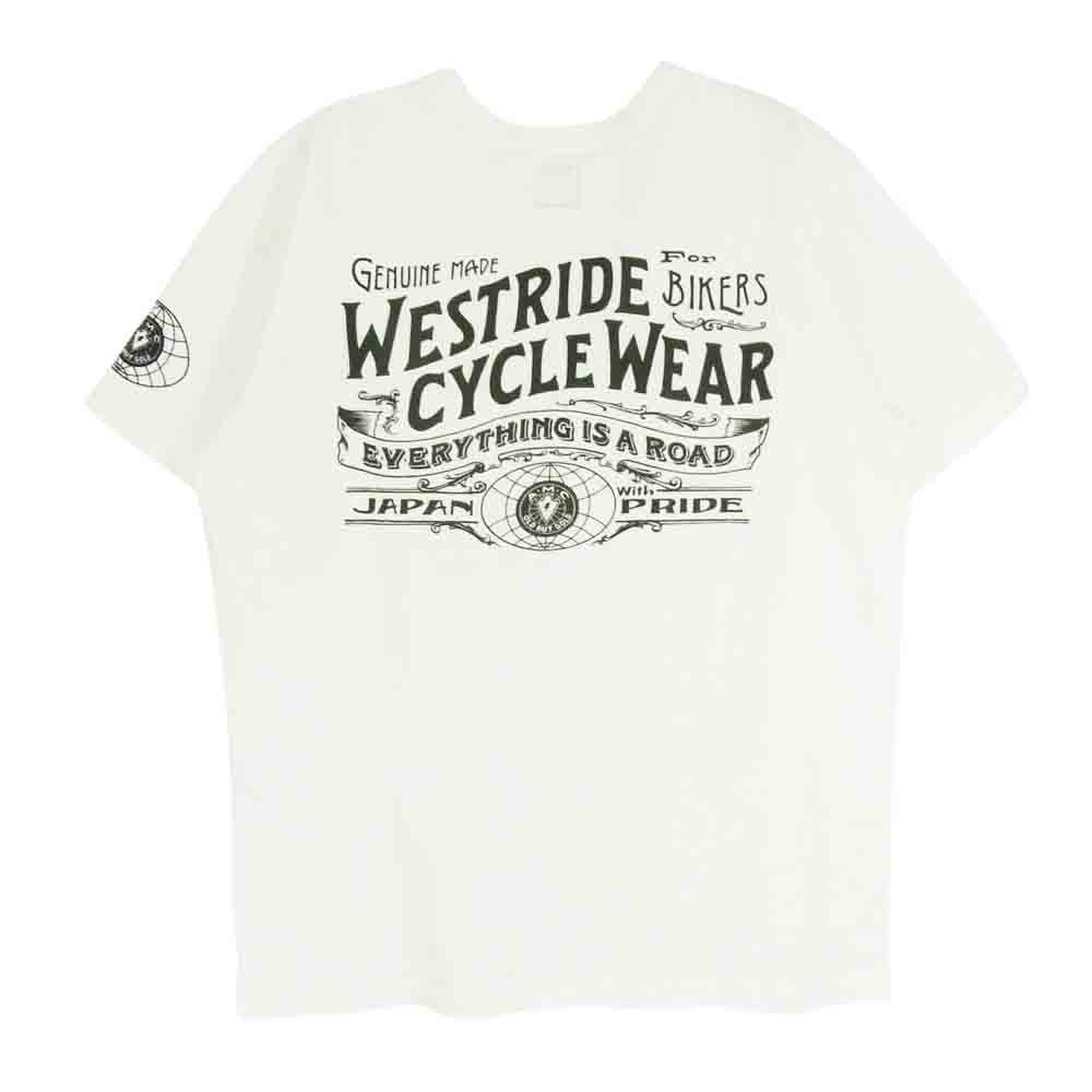 WESTRIDE ウエストライド PT.TEE.22-02 ロゴ 半袖 ショートスリーブ 丸首 クルーネック Tシャツ ホワイト系 38【中古】
