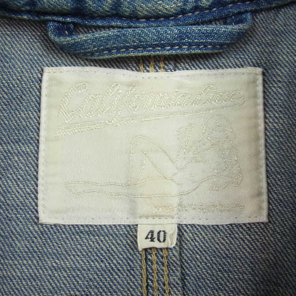 カリフォルニア ライン バック 刺繍 デニム 長袖 シャツ インディゴブルー系 40【中古】
