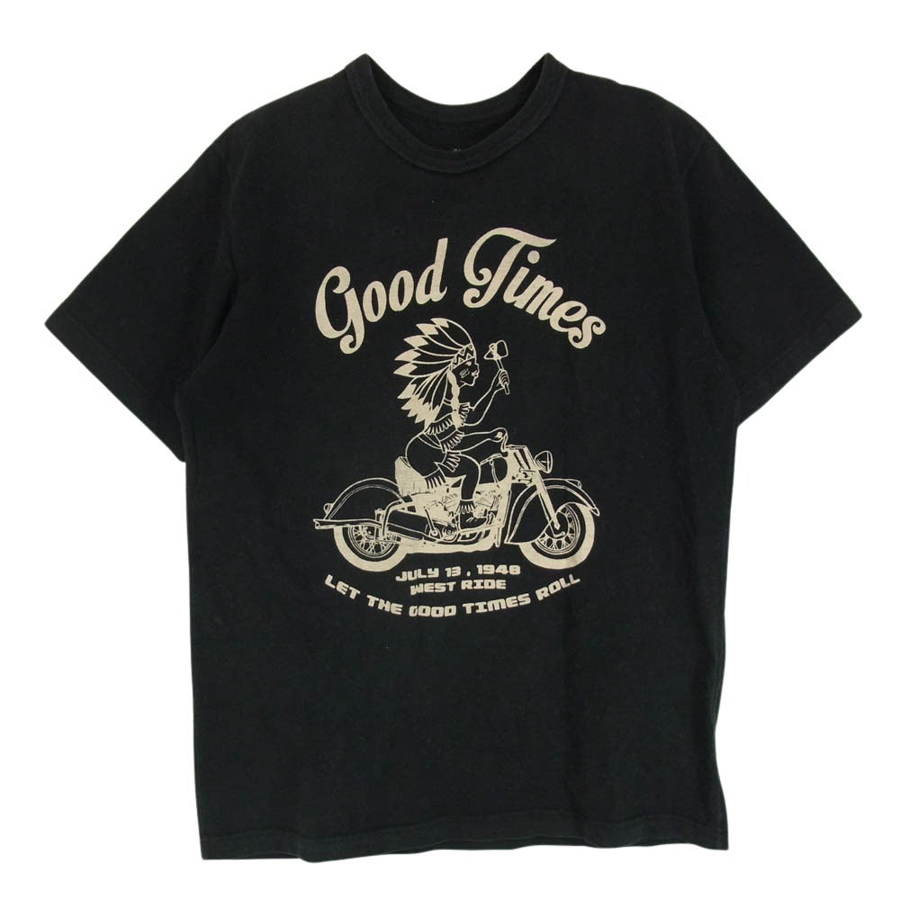 WESTRIDE ウエストライド PT.TEE.20-10 good Times ロゴ 半袖 ショートスリーブ 丸首 クルーネック Tシャツ ブラック系 38【中古】